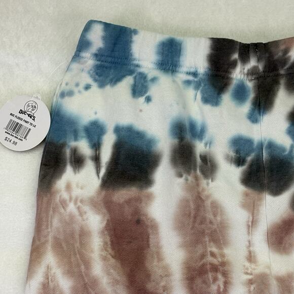 Buc-ee’s Tie Dye Blue Brown White Fleece Jogger Logo Sweatpants Size L - Picture 7 of 10